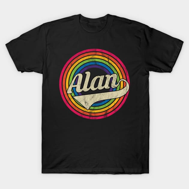 Alan - Retro Rainbow Faded-Style T-Shirt by MaydenArt